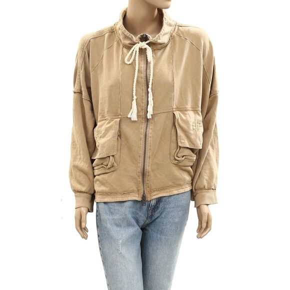 Free People We The Free Dune Buggy Cardigan Jacket Top Cotton Terry L NEW 284178 - Picture 5 of 9